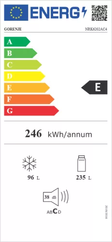 GORENJE NRK6202AC4 No-Frost alulfagyasztós hűtőszekrény
