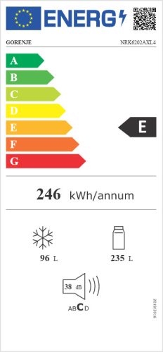 GORENJE NRK6202AXL4 No-Frost alulfagyasztós hűtőszekrény