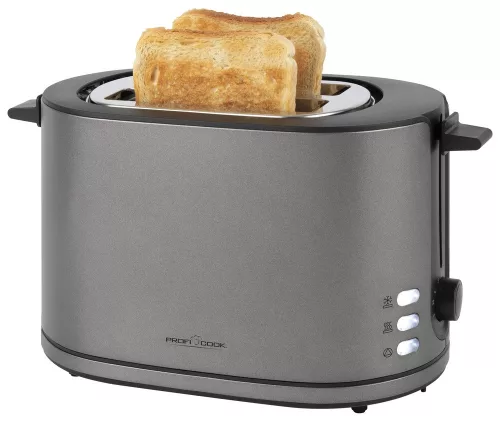 ProfiCook PC-TA 1291 kenyérpirító, 950 W, 2 szeletes, zsemlemelegítő feltéttel, szürke