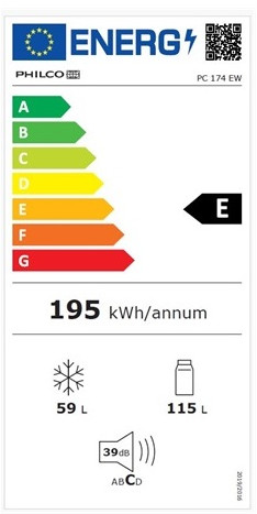 Philco PC 174 EW alulfagyasztós hűtőszekrény 5 ÉV GARANCIA!