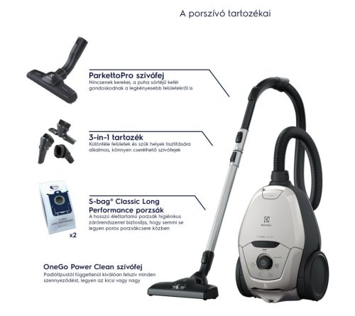 Electrolux PD82-4MG szürke csendes porzsákos porszívó