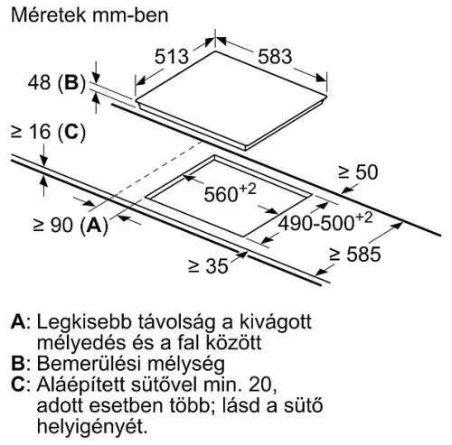 Bosch PKE645BA2E Serie 4 beépíthető üvegkerámia főzőlap 60 cm, TouchSelect vezérléssel