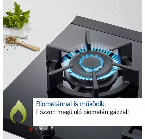 Bosch PPP6A6I40 beépíthető gázfőzőlap FlameSelect 60 cm, edzett üveg, öntöttvas rács