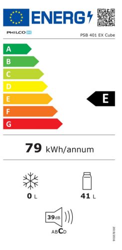 PHILCO PSB 401 EX CUBE egyajtós hűtőszerkény 41 liter 2+3 év garancia