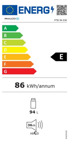 PHILCO PTB 94 EW egyajtós hűtőszekrény 94 liter 2+3 év garancia