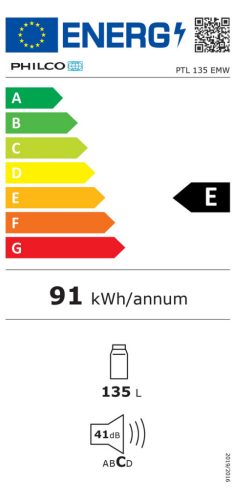 PHILCO PTL 135 EMW egyajtós hűtőszekrény 2+3 év garancia