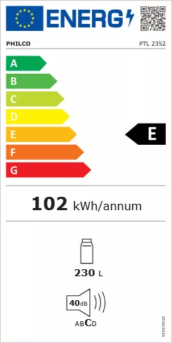 Philco PTL 2352 egyajtós hűtőszekrény, 230 liter, E energiaosztály