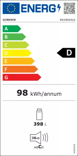 GORENJE R619DAXL6 szabadonálló hűtőszekrény, 398 l, D energiaosztály, AdaptTech