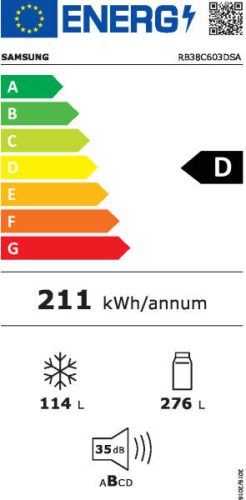Samsung RB38C603DSA/EF alulfagyasztós hűtőszekrény