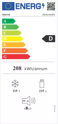 HISENSE RB5K330GSFD alulfagyasztós hűtőszekrény