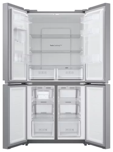 Samsung RF48A401EM9/EO francia ajtós hűtőszekrény, 488 L, matt ezüst, digitális inverter kompresszor, vízvezeték nélküli vízadagoló