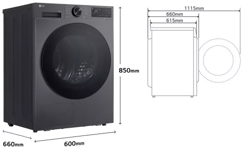 LG RHX5009TBB hőszivattyús szárítógép 9 kg, Dual Inverter, ThinQ WiFi