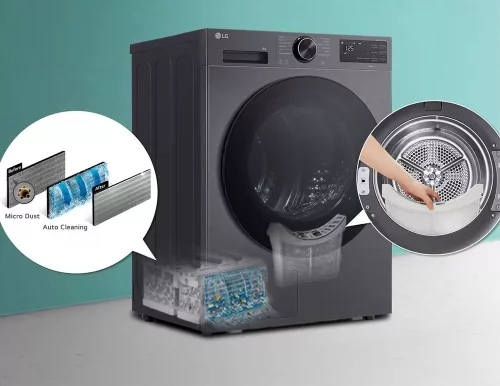 LG RHX5009TBB hőszivattyús szárítógép 9 kg, Dual Inverter, ThinQ WiFi