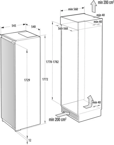 Gorenje RI517E62WF beépíthető hűtőszekrény, 300 l, Wi-Fi, ZeroZone