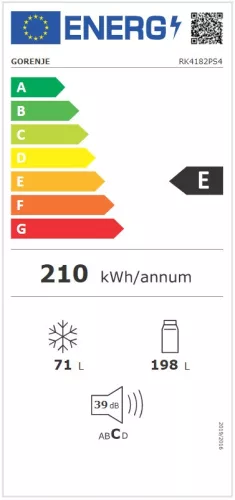 GORENJE RK4182PS4 alulfagyasztós hűtőszekrény, 269 l, E energiaosztály, szürke