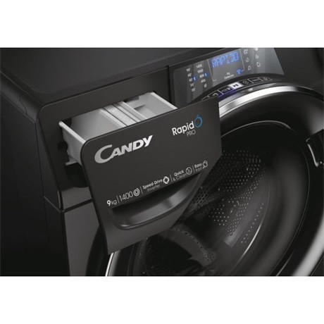 CANDY RP 496BWMBCB/1-S fekete, elöltöltős, max.1351ford., 9 kg, mosógép