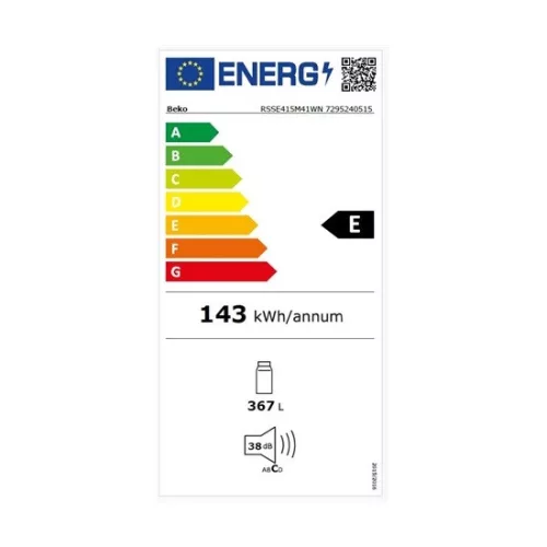 BEKO RSSE415M41WN egyajtós hűtőszekrény 367 liter