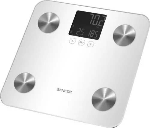 Sencor SBS 6025WH személymérleg testanalízissel, 180 kg terhelhetőséggel