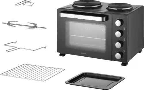 SENCOR SEO 2800BK mini sütő 28 l, 3200 W, főzőlapokkal