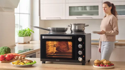 SENCOR SEO 2800BK mini sütő 28 l, 3200 W, főzőlapokkal