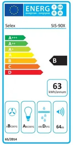 SLX SIS-90X Beépíthető sziget páraelszívó, 750 m³/h, 4 sebességfokozat, energiaosztály B