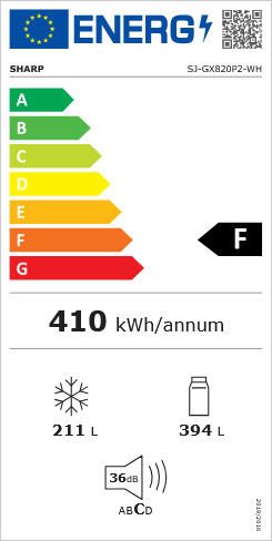 SHARP SJ-GX820P2WH hűtő side by side