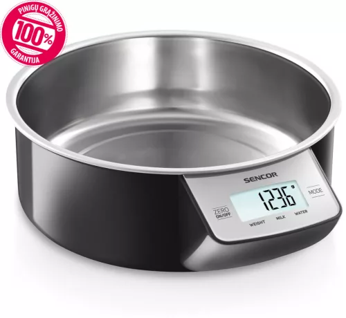 SENCOR SKS 4030BK konyhai mérleg 5 kg, 1 g pontosság, rozsdamentes acél tál
