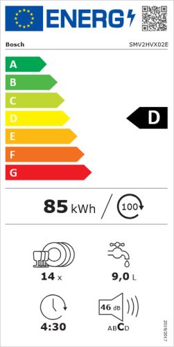 BOSCH SMV2HVX02E beépíthető mosogatógép 14 terítékes