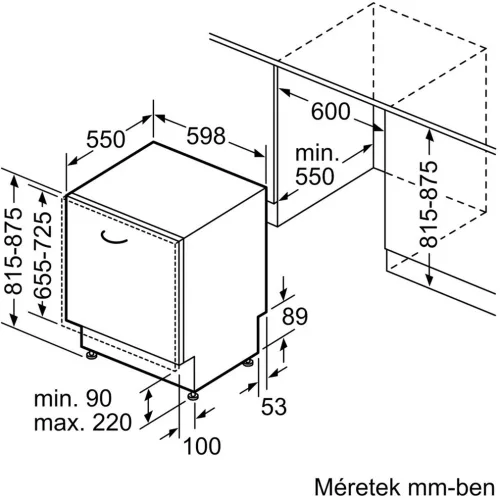 Bosch SMV4HVX02E beépíthető mosogatógép, 14 teríték, D energiaosztály, Home Connect