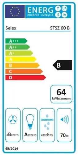 SLX STSZ 60 B teleszkópos páraelszívó, 800 m³/h, fekete, B energiaosztály