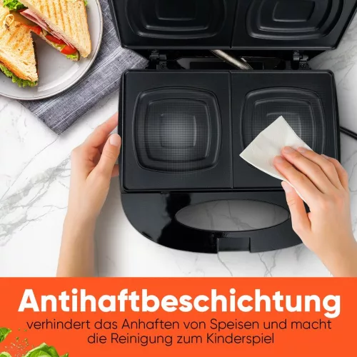 Clatronic ST 3814 szendvicssütő fekete, 820 W, tapadásmentes bevonattal
