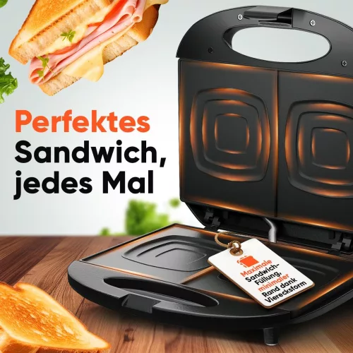 Clatronic ST 3814 szendvicssütő fekete, 820 W, tapadásmentes bevonattal