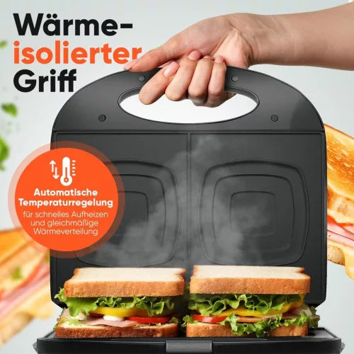 Clatronic ST 3814 szendvicssütő fekete, 820 W, tapadásmentes bevonattal