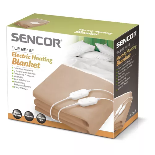 Sencor SUB 281BE kétszemélyes elektromos ágymelegítő, 2×60 W, 2 hőfokozat