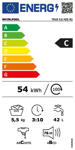 WHIRLPOOL TDLR 55140S EU felültöltős mosógép 
