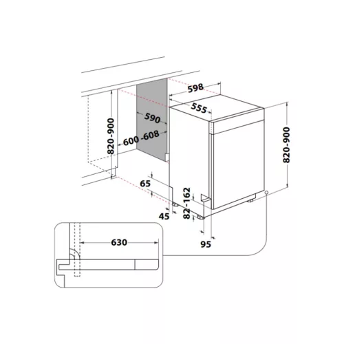 Whirlpool W7U HS61BS beépíthető mosogatógép, 15 teríték, A energiaosztály, 41 dB