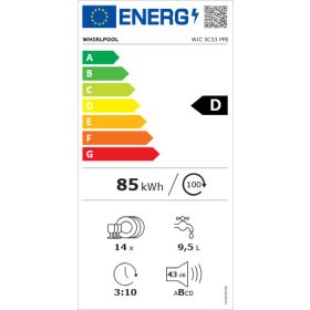   WHIRLPOOL WIC3C33PFE beépíthető teljesen integrált mosogatógép