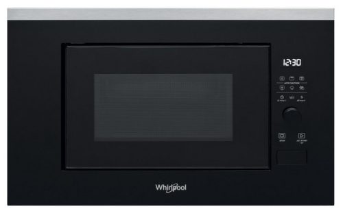 WHIRLPOOL WMF200G beépíthető mikrohullámúsütő Fekete üveg kivitel inox díszcsíkkal