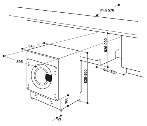 Whirlpool BI WMWG 71483E EU N beépíthető elöltöltős mosógép, 7 kg, 1400 f/perc