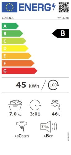 GORENJE WNEI72B elöltöltős mosógép