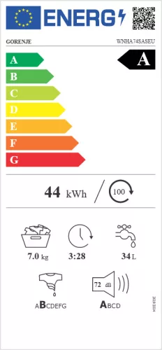 Gorenje WNHA74SASEU keskeny elöltöltős mosógép, 7 kg, 1400 ford./perc, A energiaosztály, gőzfunkció