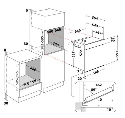 WHIRLPOOL  WOI4S8PPM1SB beépíthető sütő