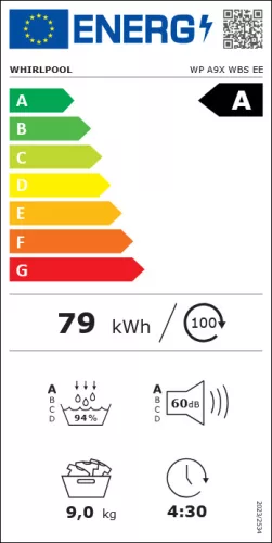 Whirlpool WP A9X WBS EE hőszivattyús szárítógép 9 kg, A energiaosztály