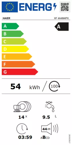 Haier XF 4A4M4PX szabadonálló mosogatógép, A energiaosztály, 10 program, inverter motor, alacsony zajszint