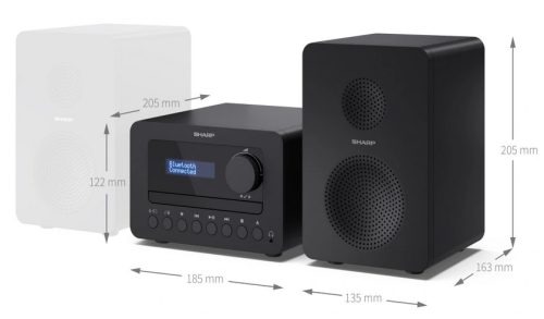 SHARP XL-B514(BK) Tokyo FM bluetooth mikrohifi rendszer fekete fa hangszórókkal