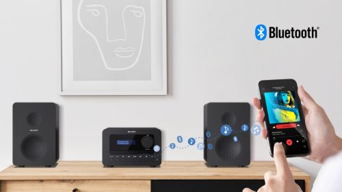 SHARP XL-B514(BK) Tokyo FM bluetooth mikrohifi rendszer fekete fa hangszórókkal